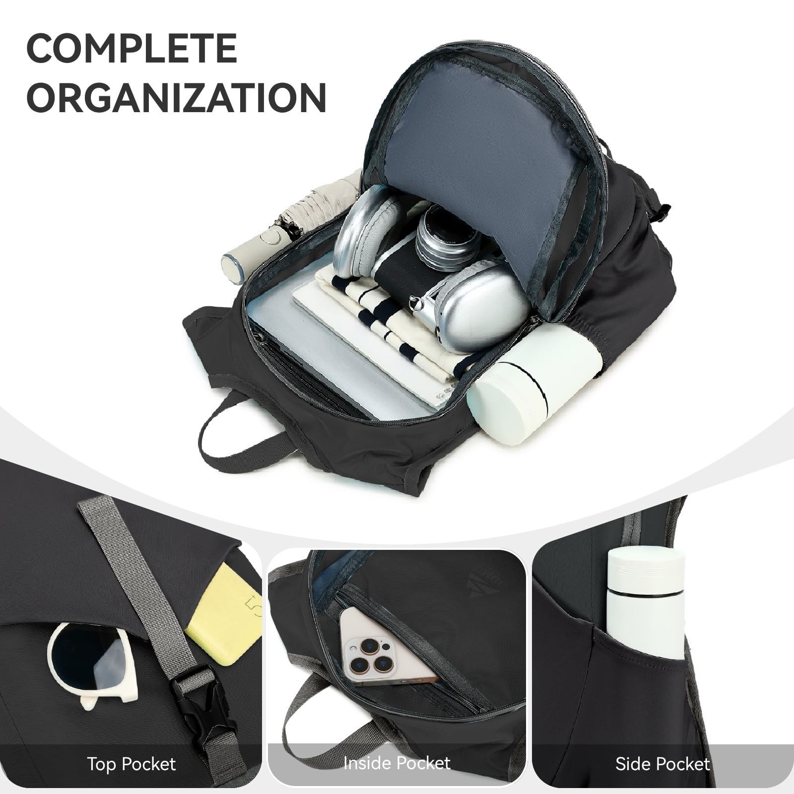 15L Small Hiking Backpack for Men Women Lightweight Packable Backpack Foldabl...
