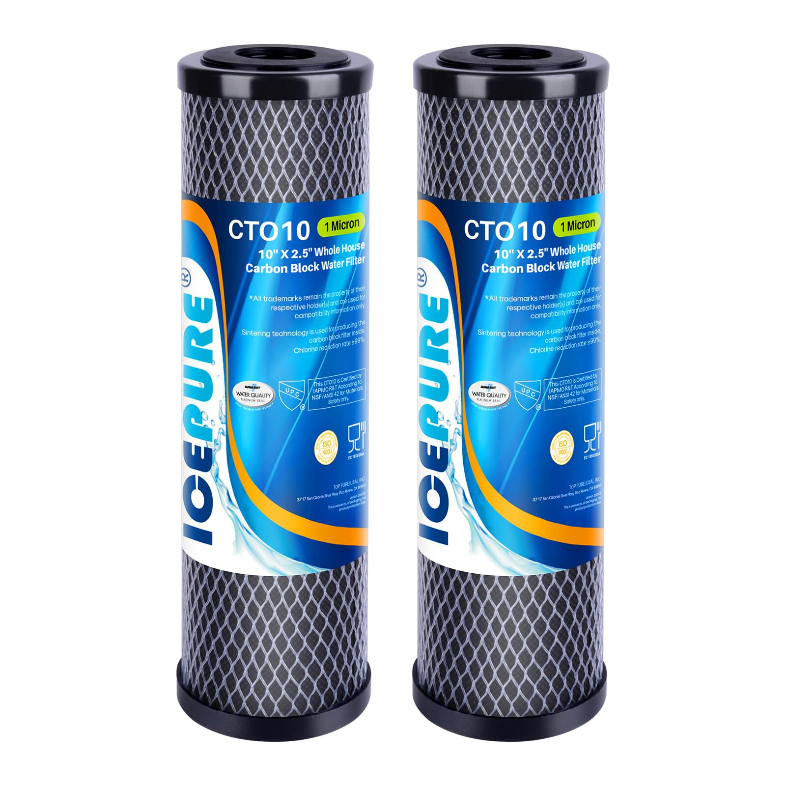 ICEPURE 1 Micron 2.5" x 10" Whole House CTO Carbon Sediment Water Filter