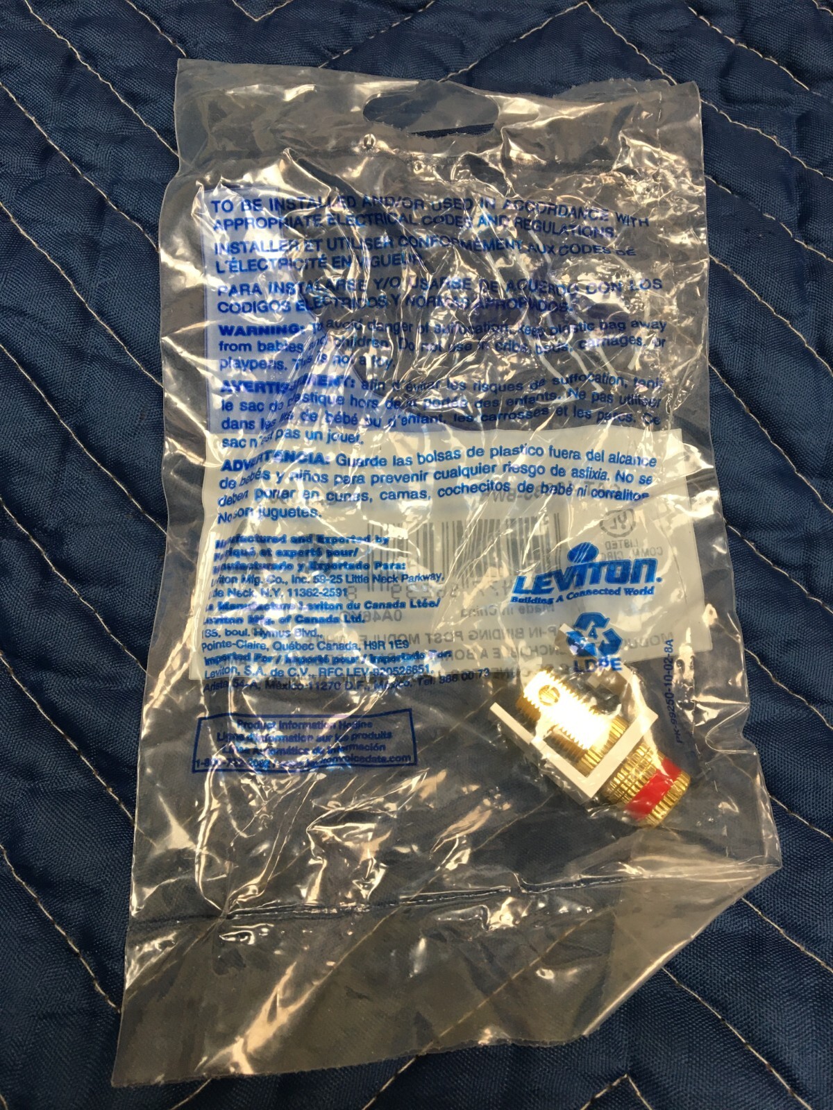 NEW - Leviton 40833-BWR Quickport Binding Post Insert w/Red Stripe, White