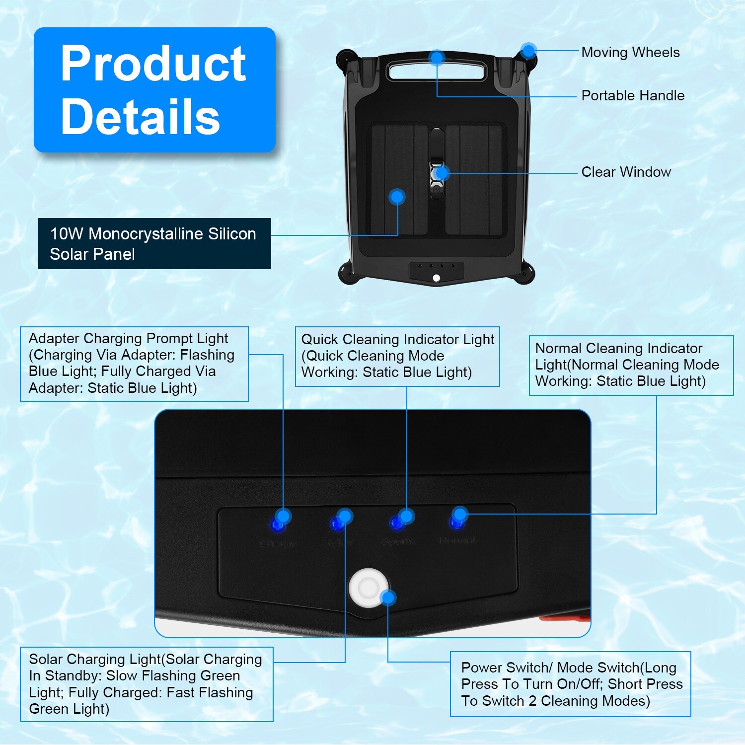 Automatic Robotic Pool Surface Skimmer w/ Powerful Cleaning System APP Control
