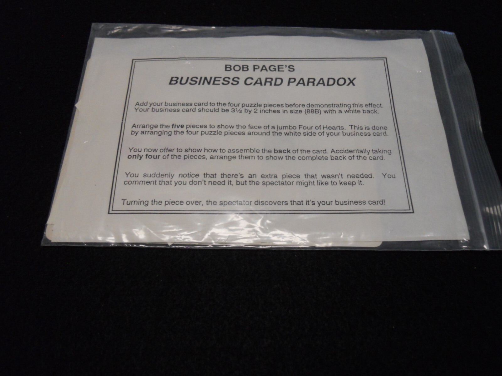 BUSINESS CARD PARADOX BY BOB PAGE & MEIR YEDID MAGIC TRICK PUZZLE ILLUSION SHOW