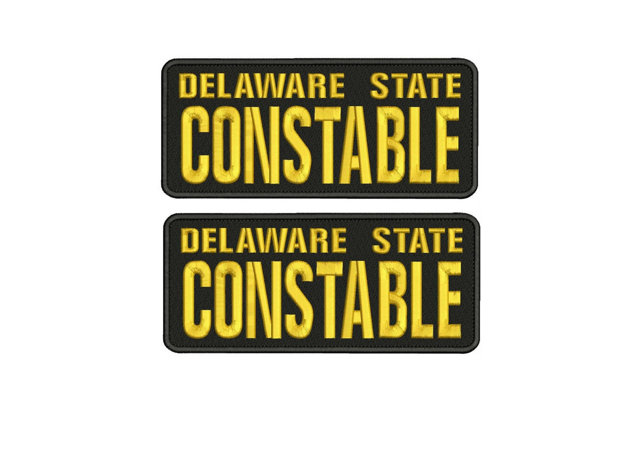 DELAWARE STATE CONSTABLE EMB PATCH 4X10'' HOOK ON BACK GOLD ON BLACK