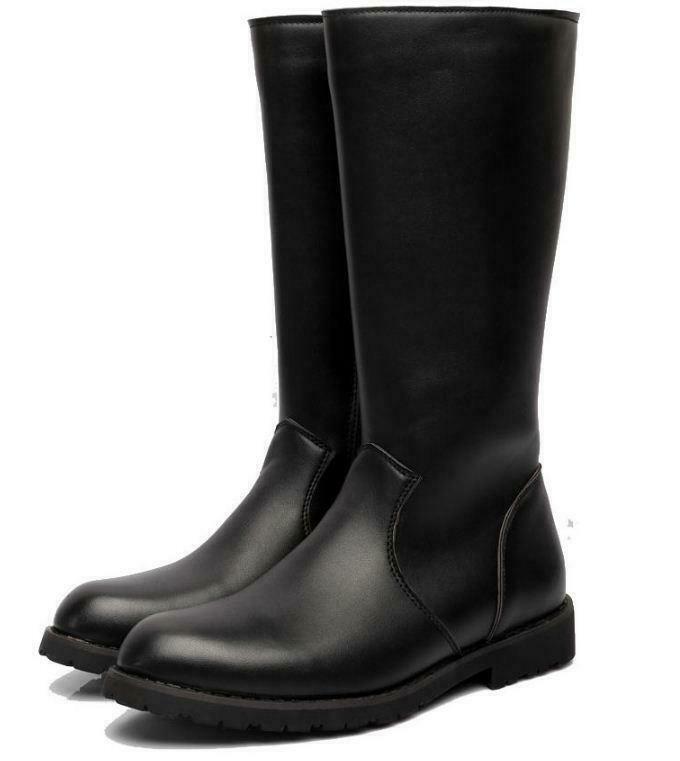 Mens Knee high Military Riding Waterproof Equestrian Zip Dress  Boots