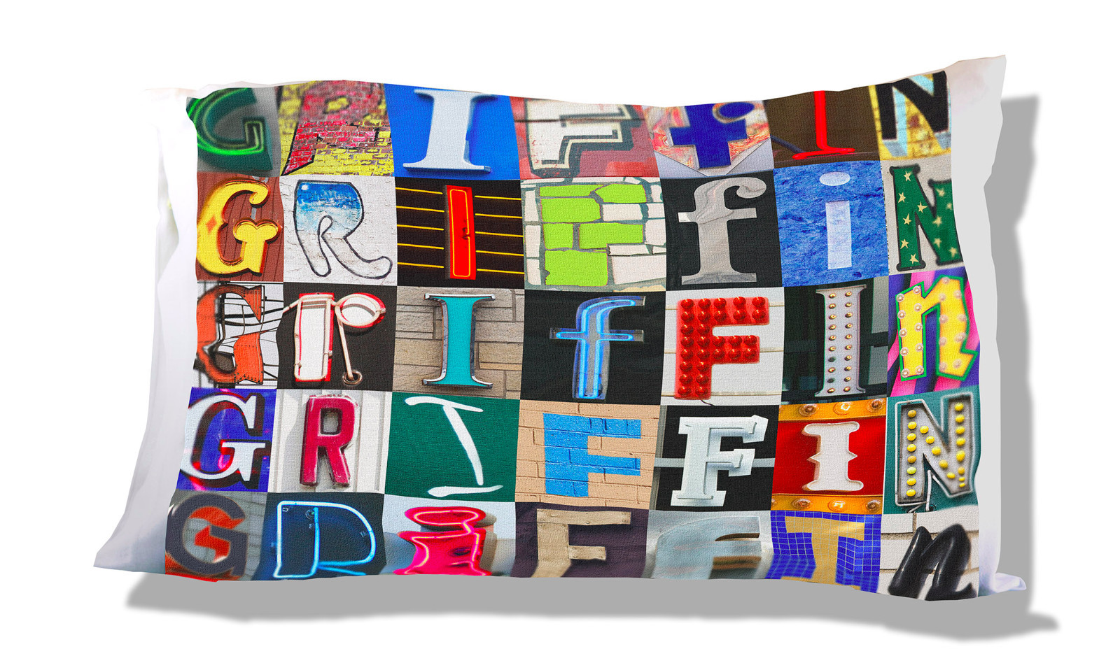 GRIFFIN Personalized Pillowcase featuring photos of sign letters