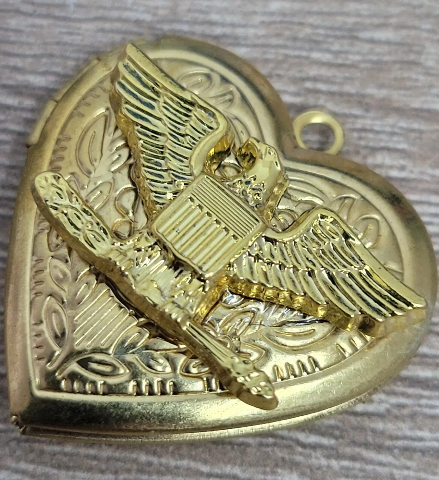 SWEETHEART GOLD HEART US Military Army Colonel Rank LOCKET Pendant DOUBLE PHOTO