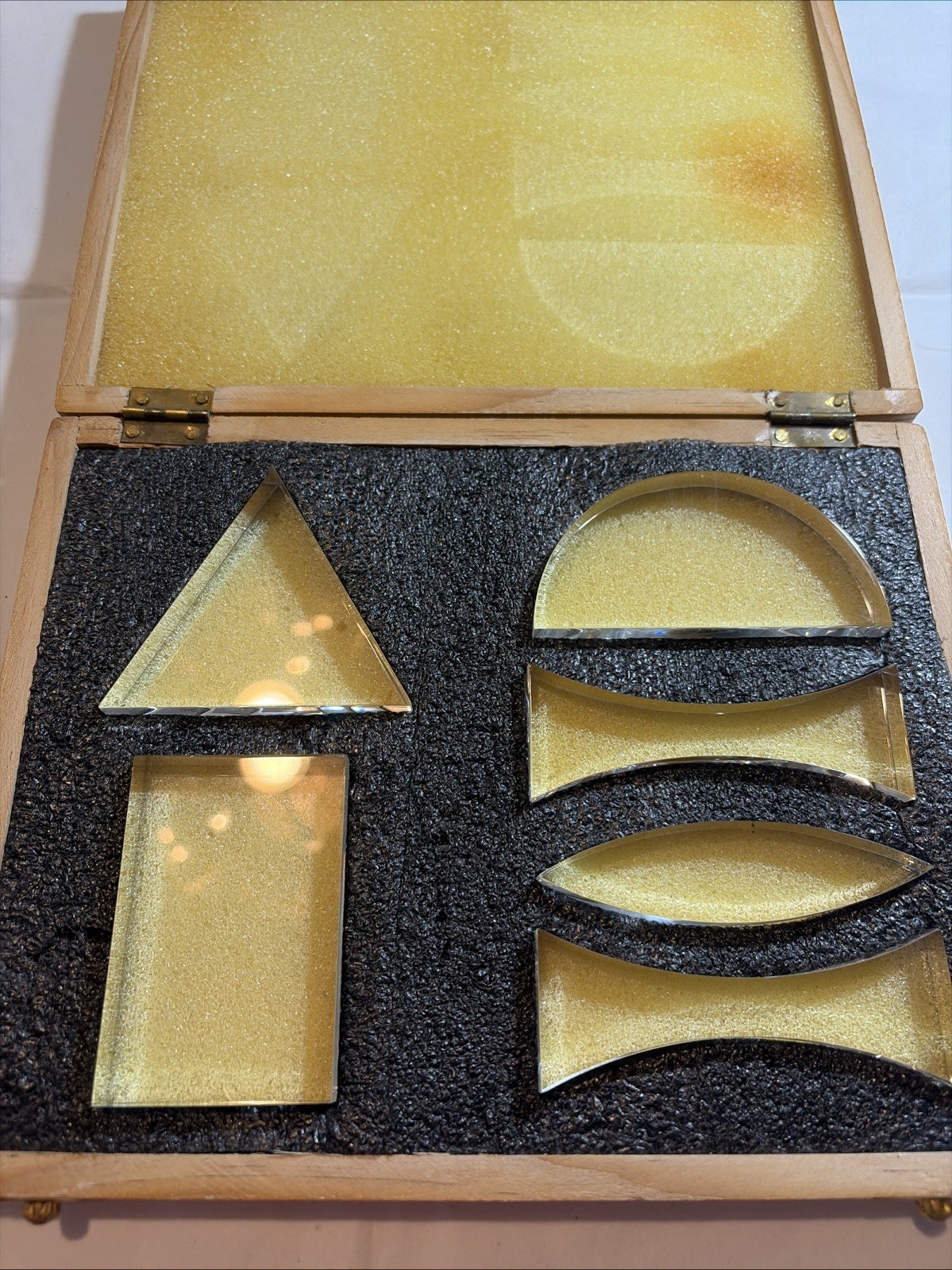 United Scientific Acrylic Prisms Lenses Science Set In Wood Box 6 Prisms