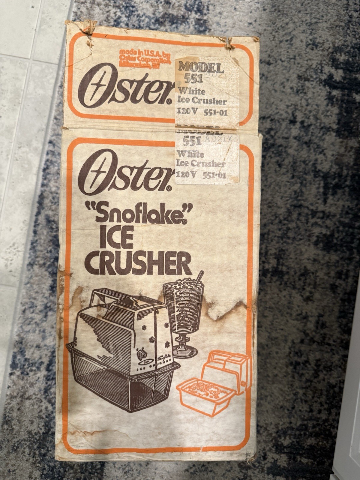 Vtg Retro Oster Snowflake Ice Crusher White Model 551