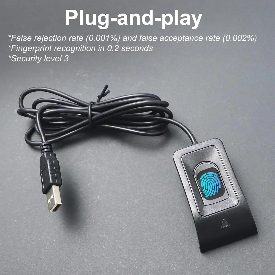 USB Fingerprint Reader Fingerprint for Windows10/11, Windows Hello Automatic Dri