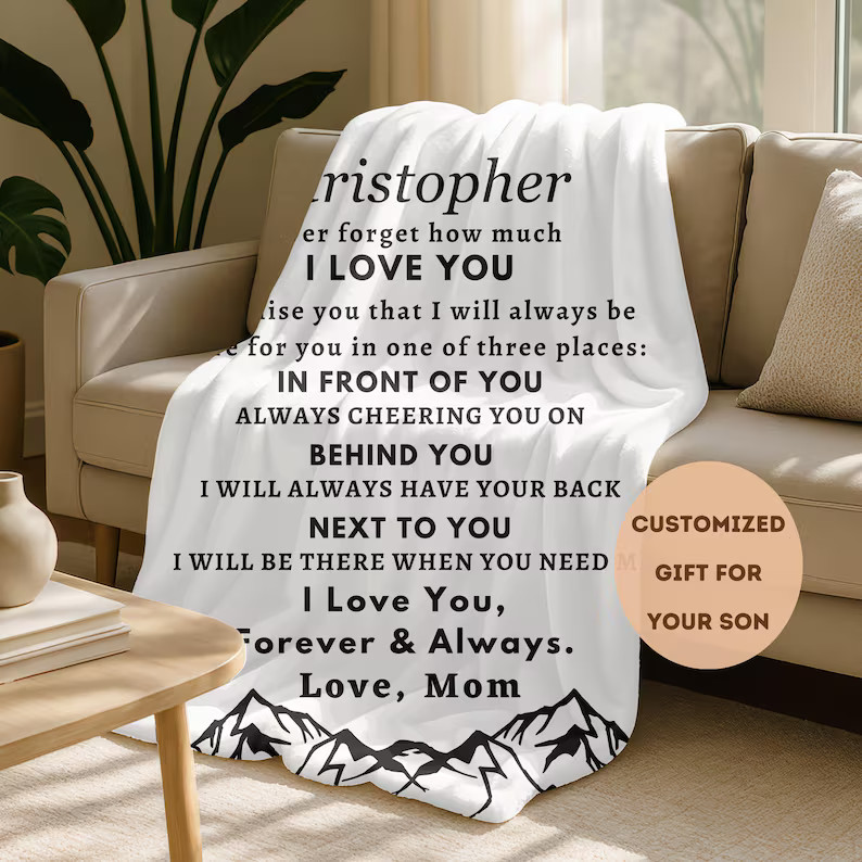 Personalized Son Gift From Mom Blanket Birthday Christmas Custom Present