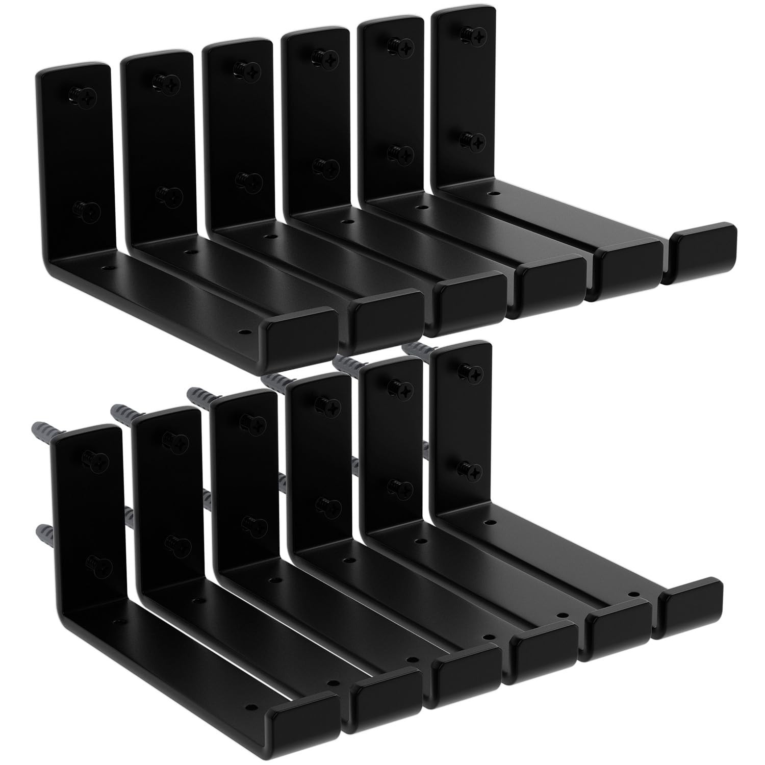 12-Pack 7.25 L x 4 H x 1.5 W Shelf Bracket, 1/5” Thick Iron Metal Wall Rustic...