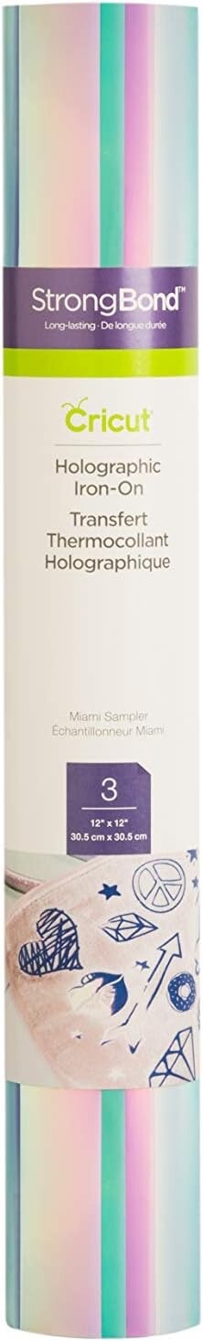 Cricut Holographic Iron On, Miami Sampler - 3 Sheets, each 12" x 12"