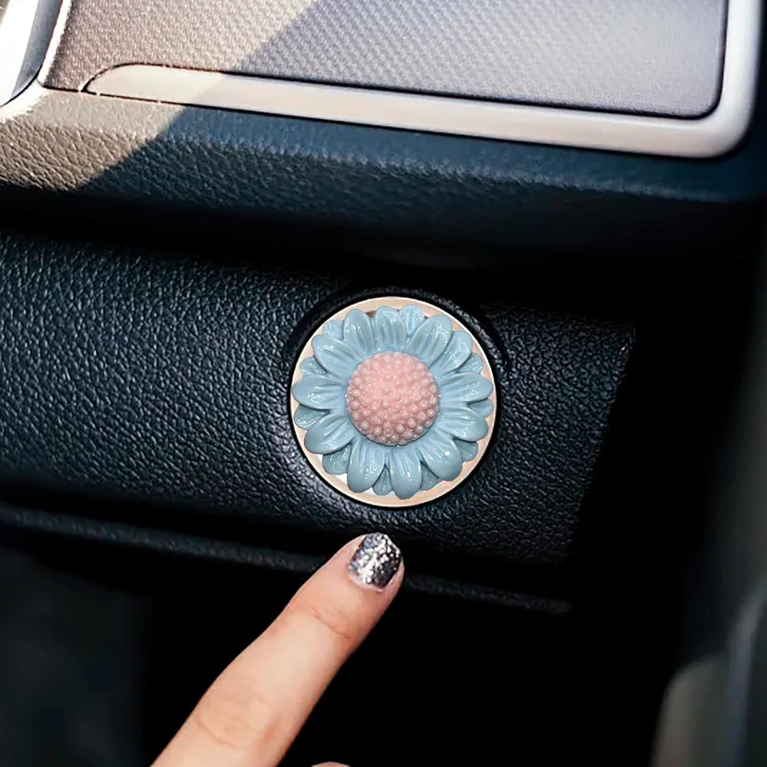 Push to Start Button Cover，Engine Start/Stop Resin Flower Starter Cover (For Dec