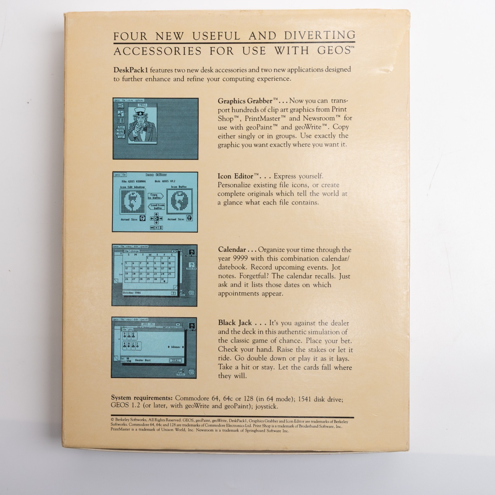 Berkley Softworks Desk Pack 1 GEOS Applications Software Commodore 64 128
