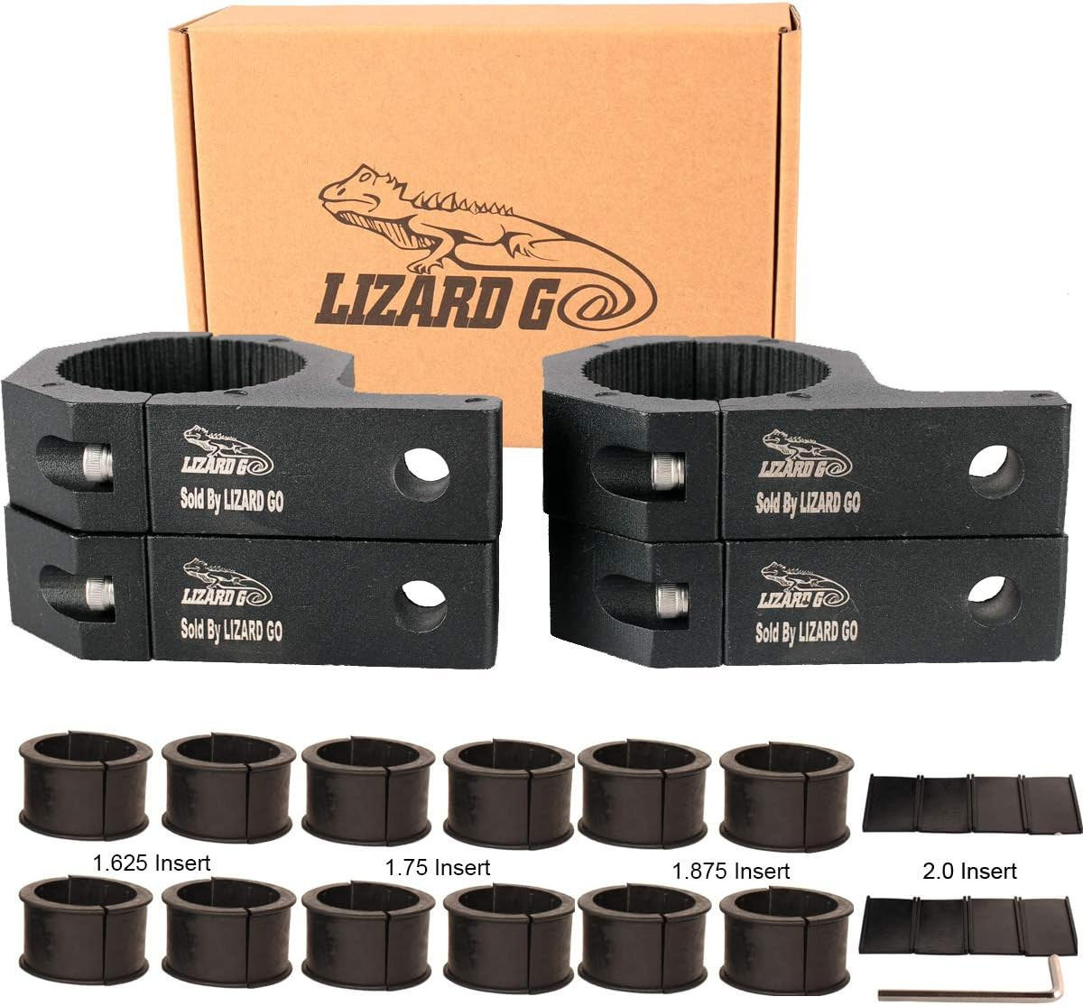 Tube Clamps - Pack of 4,Horizontal Bar Clamp 1.625 Inch,1.75 Inch,1.875 Inch,2.0