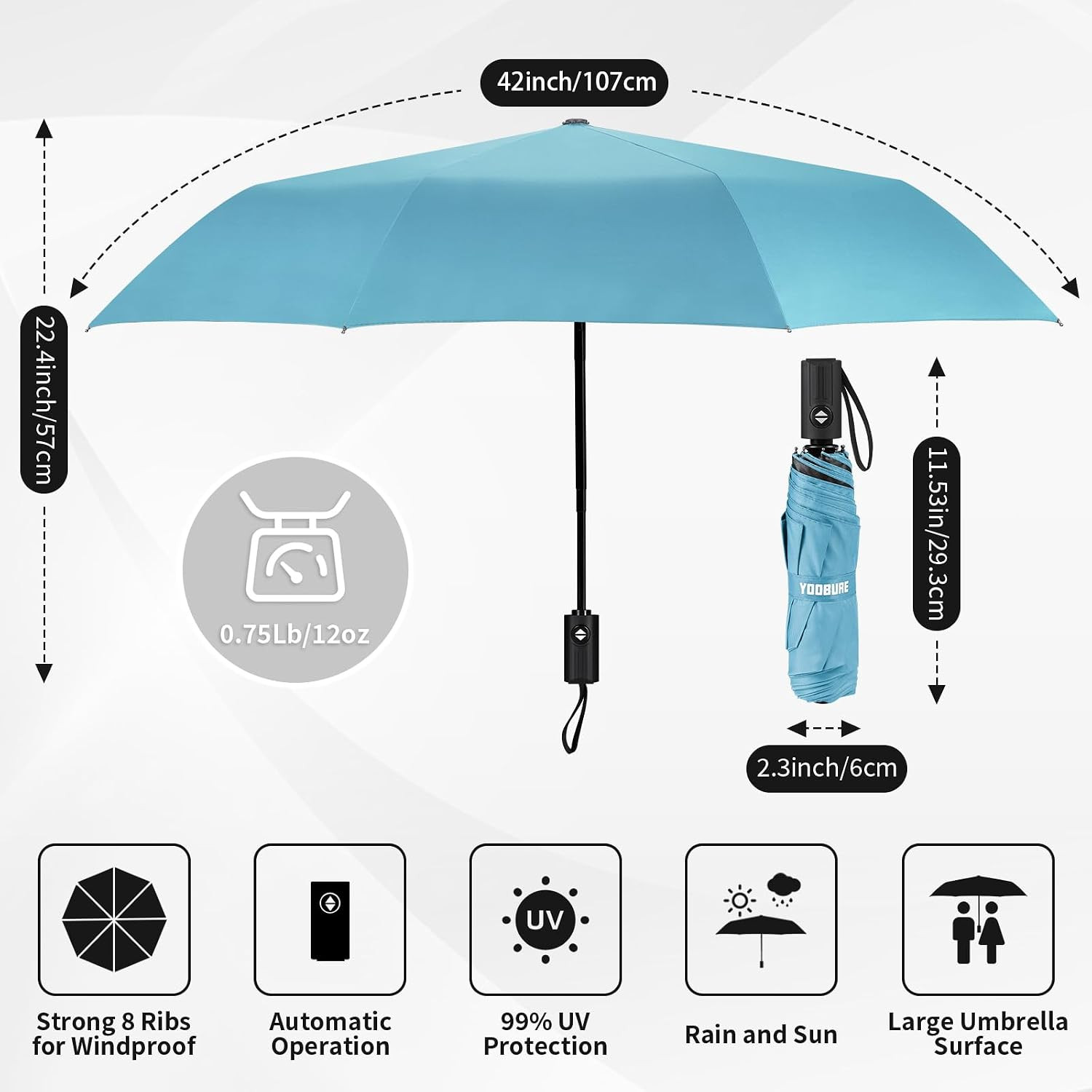 Windproof Travel Umbrella  Automatic Umbrellas for Rain Compact Folding Umbrella