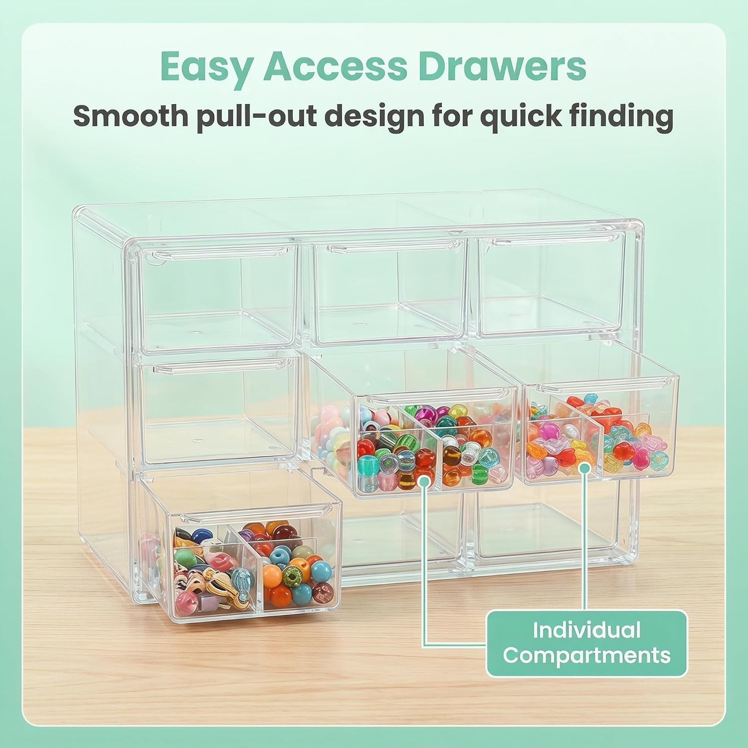 Elegant 9-Drawer Acrylic Desk Organizer - Dustproof & Stackable for Clutter-F...