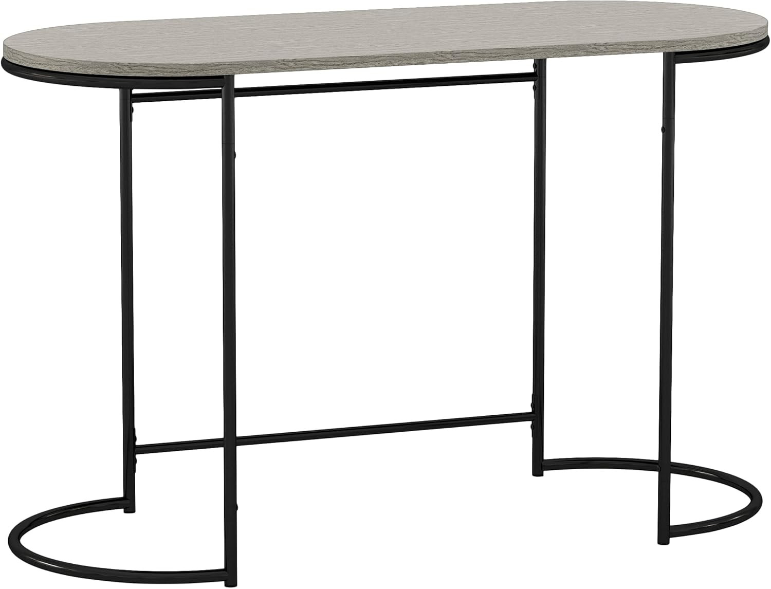 Yates Modern 48" Oval Writing Desk in Black & Light Gray for Home Office