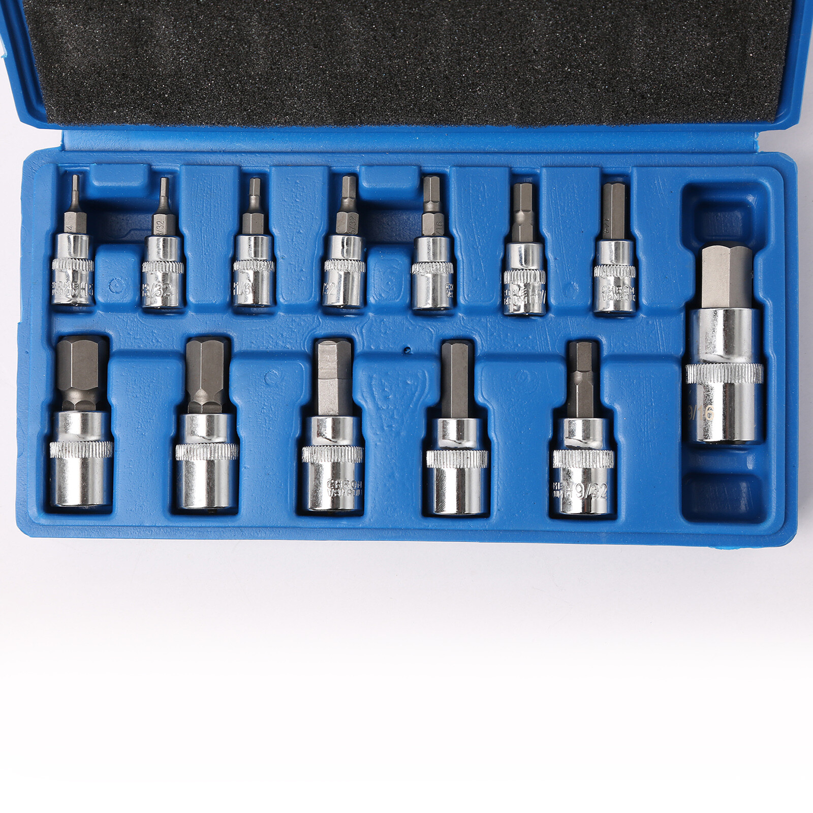 NEW 13pc Allen Key Ratchet Wrench 1/4" 3/8" 1/2" Drive SAE Hex Bit Socket Set