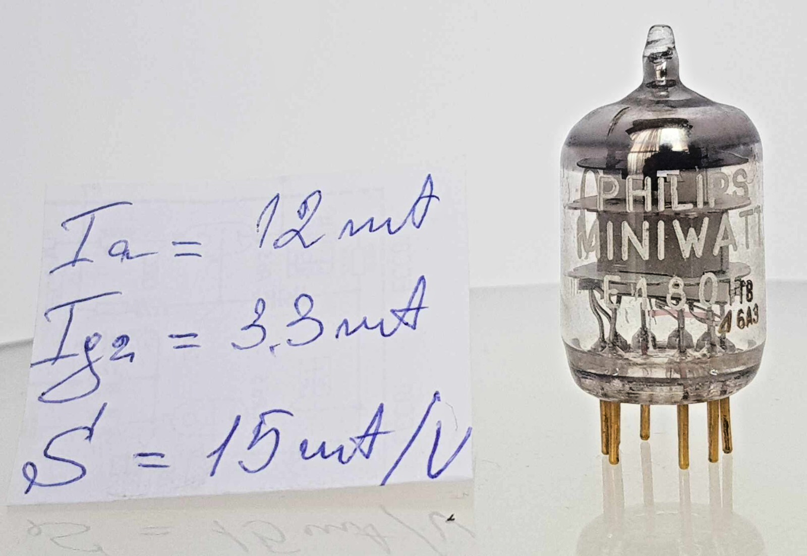 1 x E180F PHILIPS MINIWATT SQ TESTED PENTODE TUBE GOLD 6688 CV3998 6J9P CODE Δ