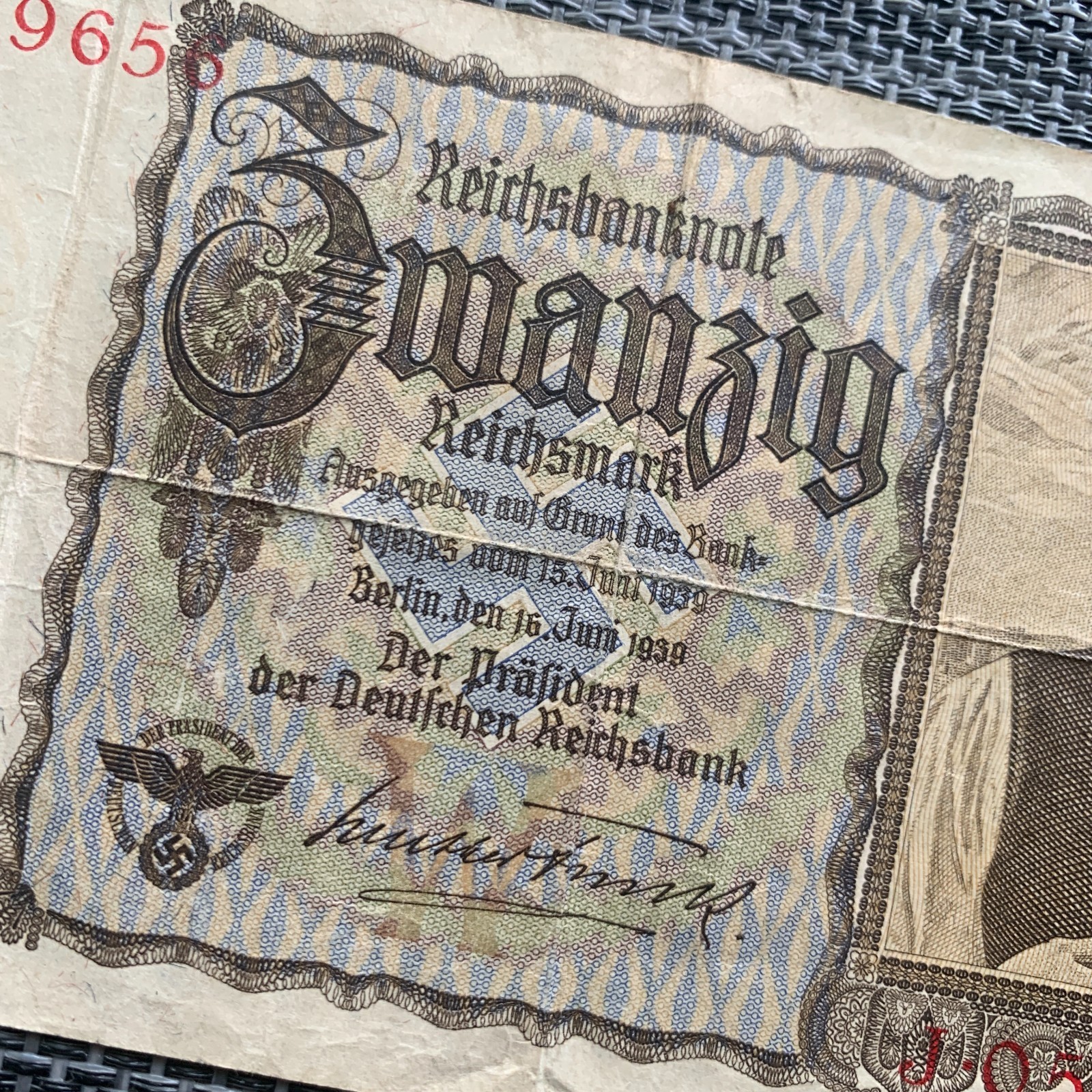 Queen of the Nazi Banknotes Germany 20 MARK REICHSMARK 1939 German WW2 Currency