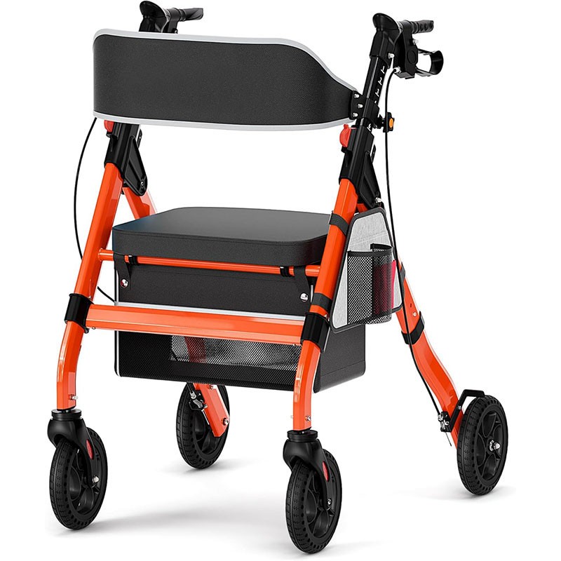 Foldable Rollator Walkers with Seat Adjustable Height Aluminum Rolling Walker