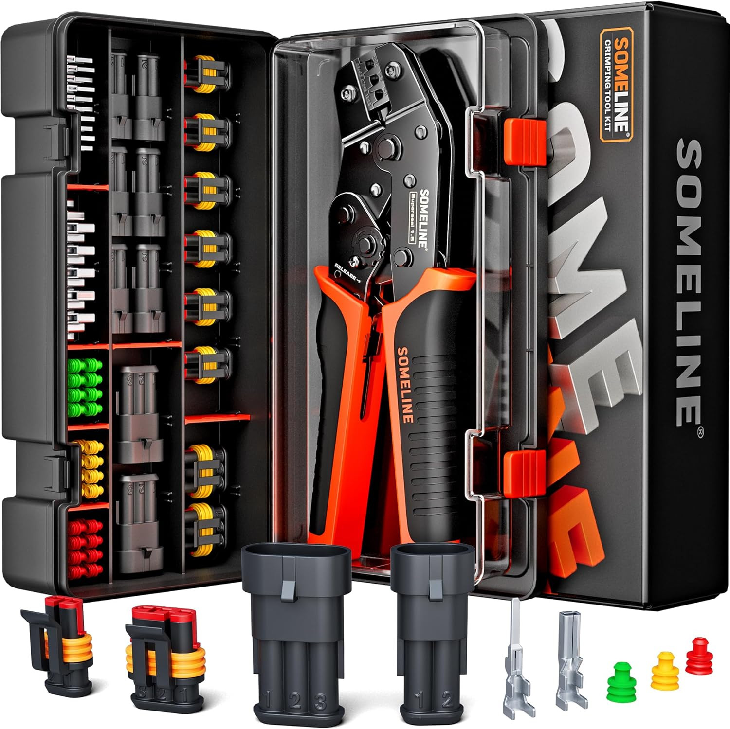 Waterproof Automotive Electrical Connectors Crimping Tool Kit, with 2/3 Pin Auto