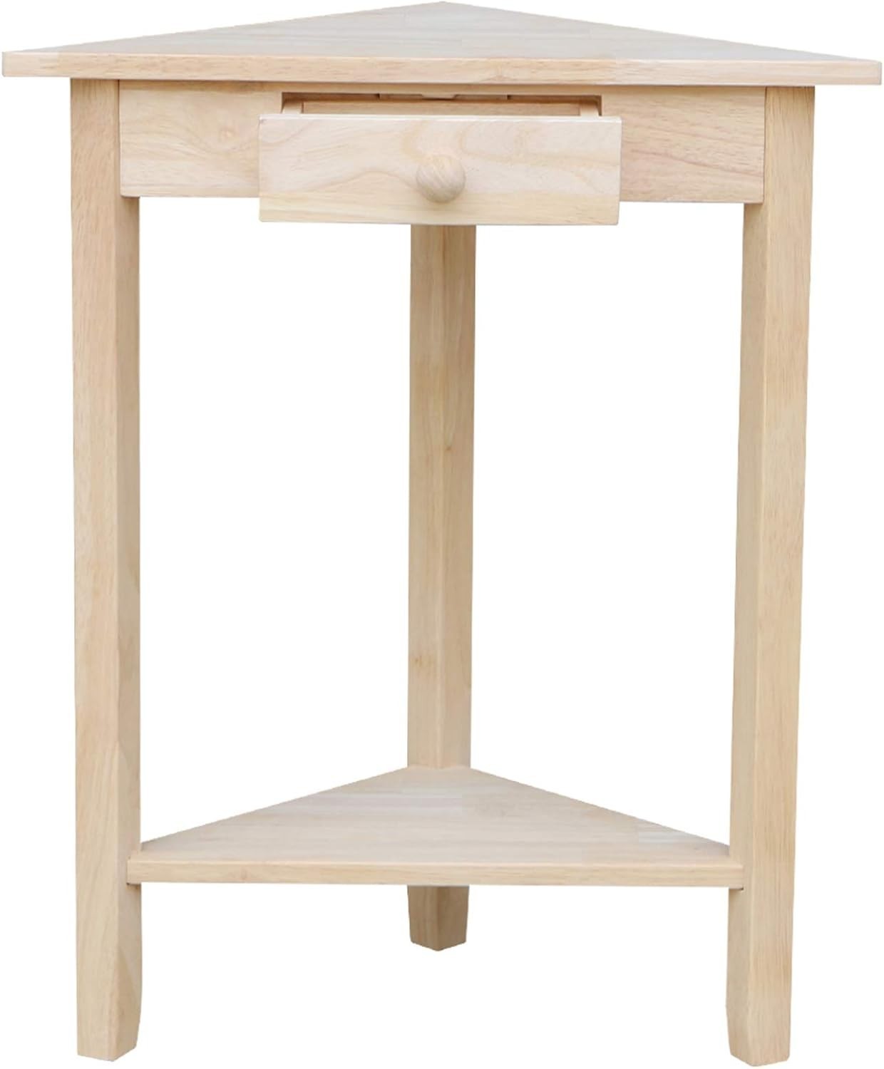 New Corner Accent Table Unfinished solid real wood sturdy parawood
