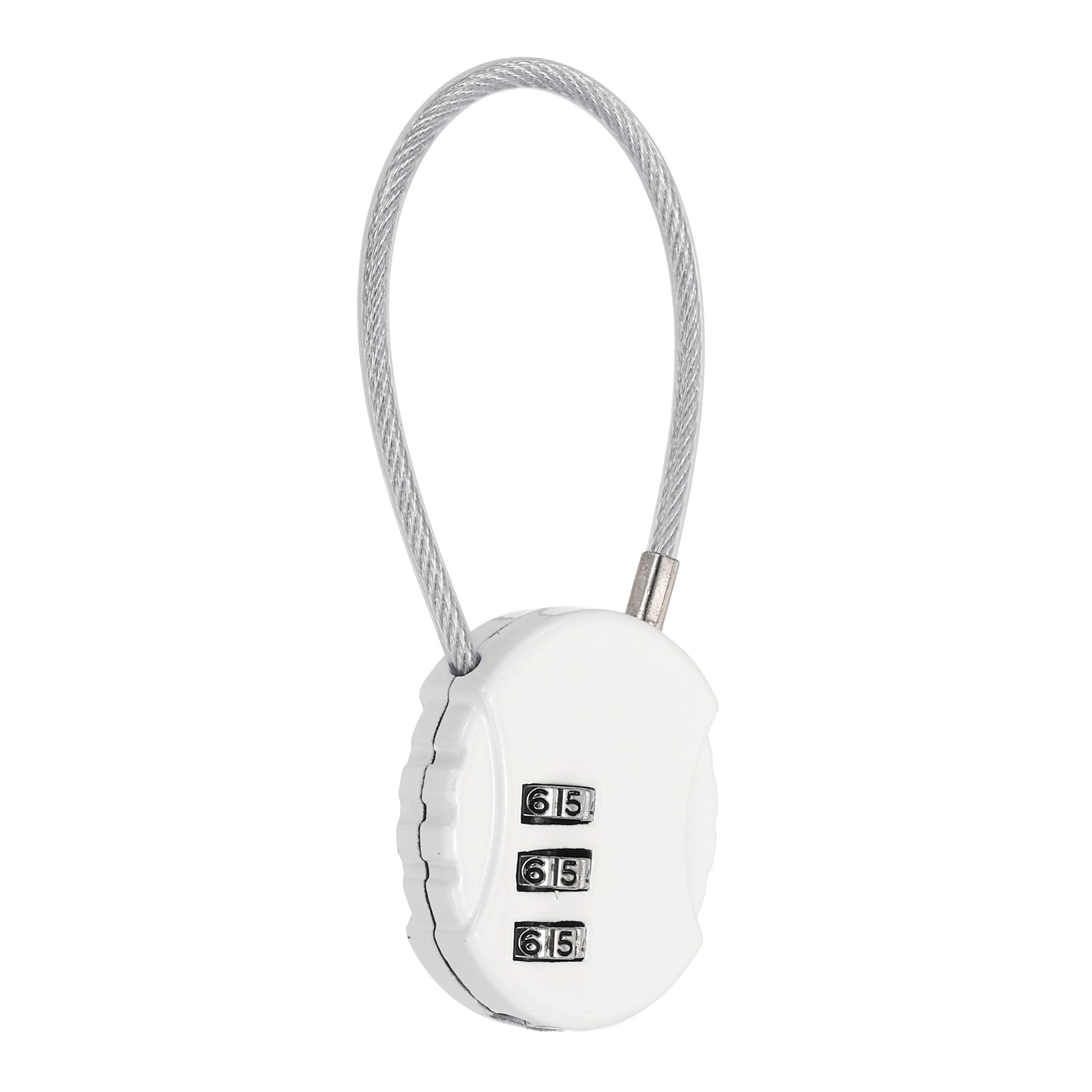1-Pack Combination Padlock, 3 Digit Round Shaped Cable Luggage Lock [White]