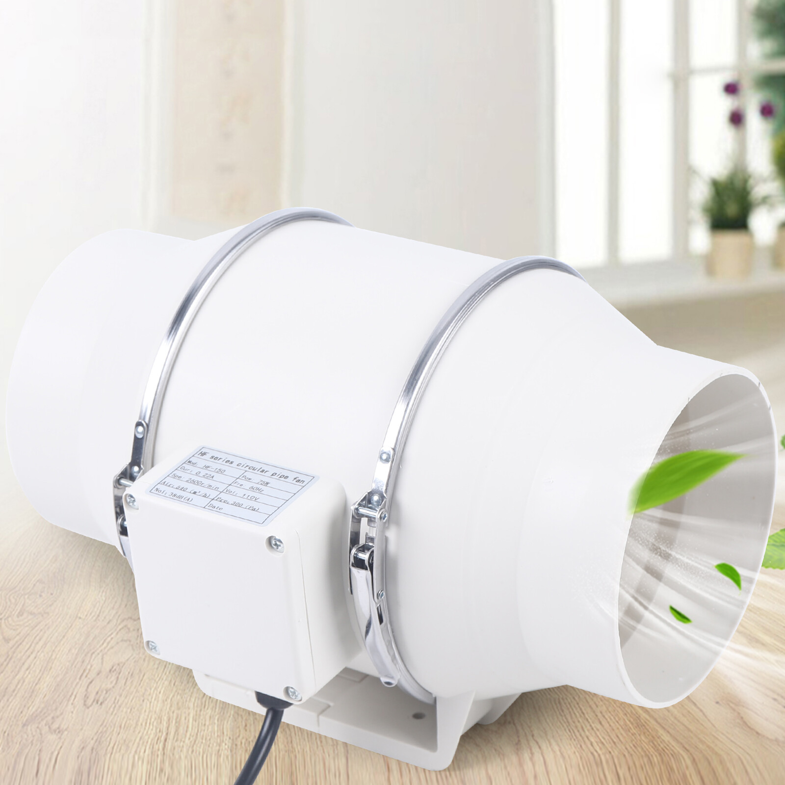 75W 6" Inline Duct Fan 540m3/h Ventilation Exhaust Blower Fans Quiet for Ducting
