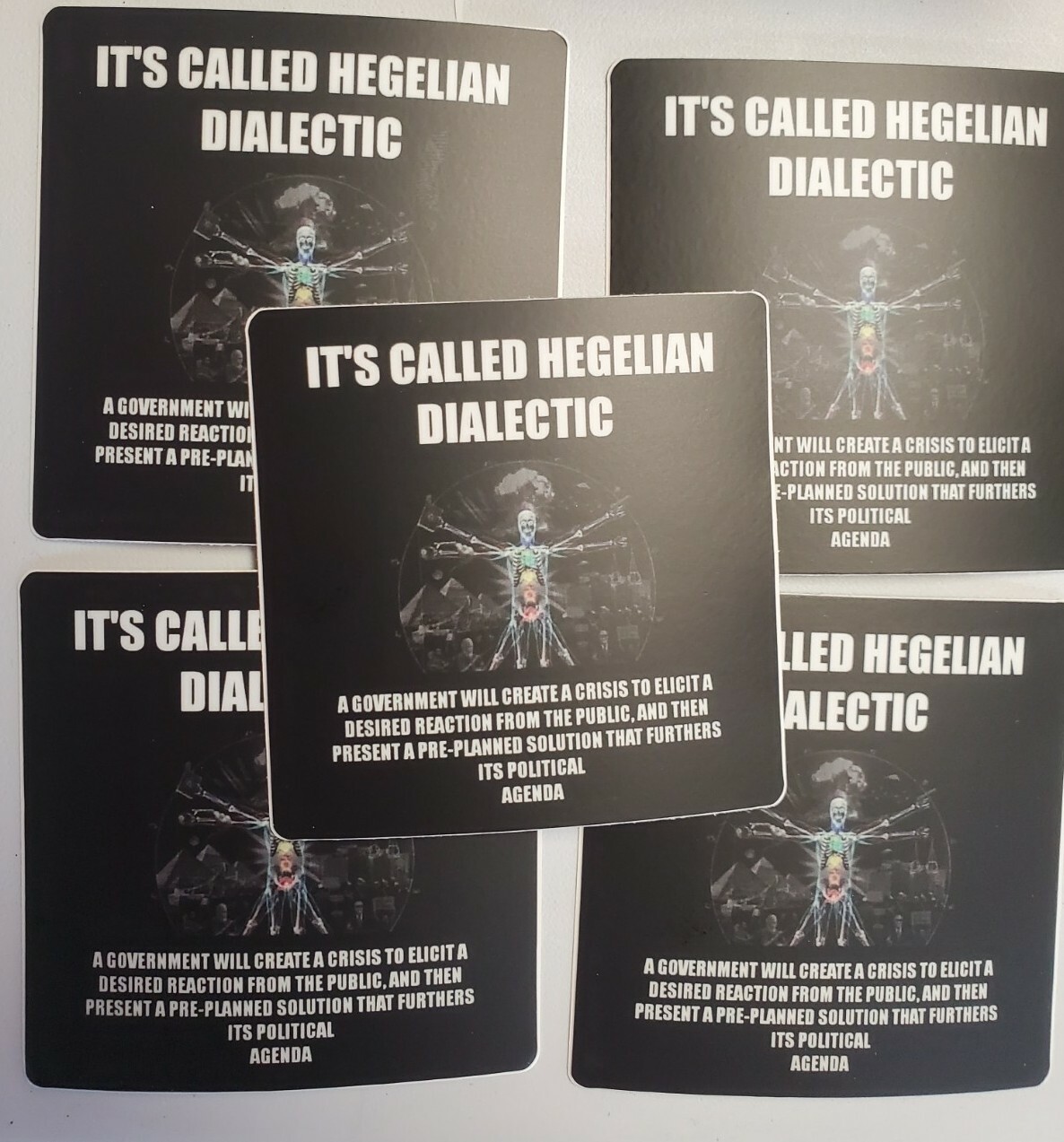 hegelian dialectic stickers 5 pack lot