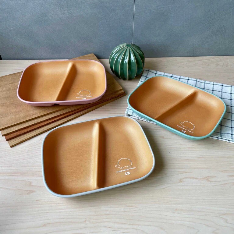 MOZ Camping Dinner Plate Compartment Plate Camping ABS Wooden plate Party Plate