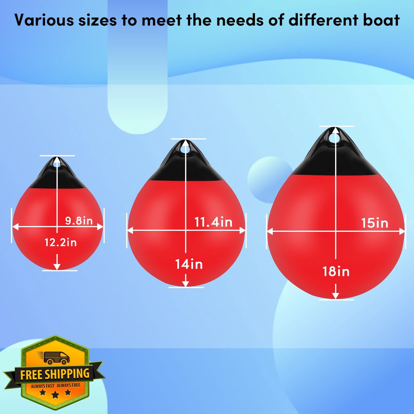 Boat Mooring Buoy Fender Ball Inflatable Dock Bumper Anchor 10-15 Inch