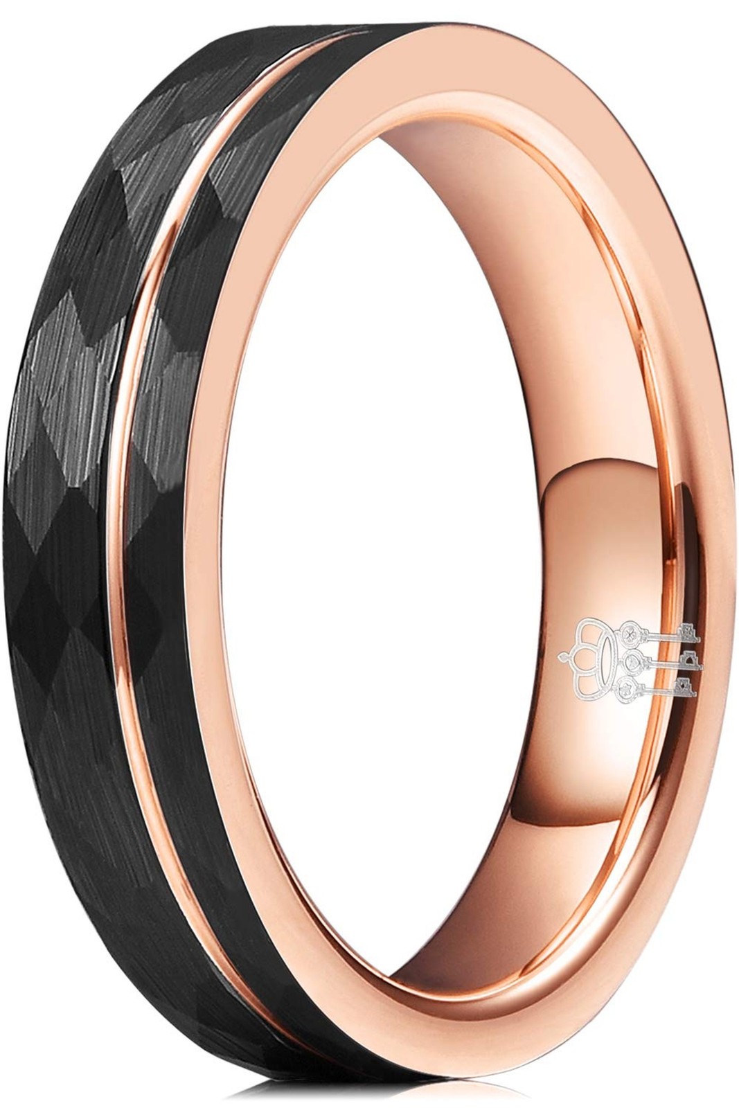 THREE KEYS JEWELRY Tungsten Rings for Men Women Unisex Wedding Band Hammered ...