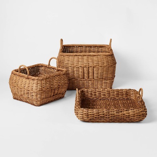 Medium Square Rattan Harvest Basket - Threshold designed with Studio McGee