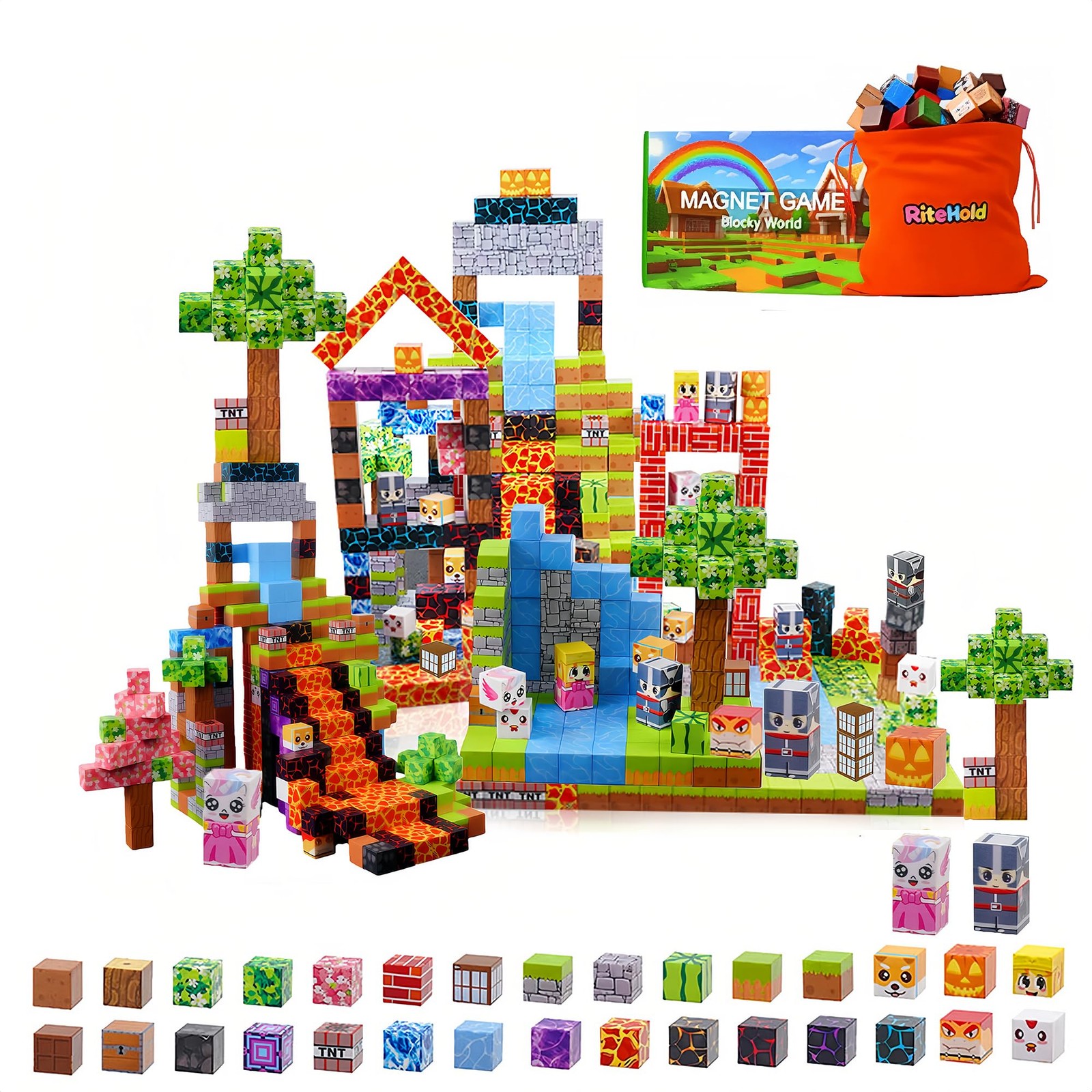 RiteHold 150 PCS Magnetic Building Blocks for Kids Magnet Build Cubes Toys Magne