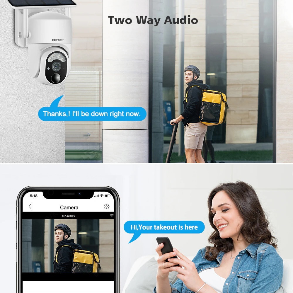 Small Size 5MP 4G Wireless Outdoor Security Camera Solar Battery Powered. UBOX