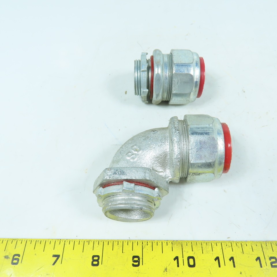 Thomas & Betts 1-1/4" Liquid Tight Connectors Straight & 90 Degree Lot of 2