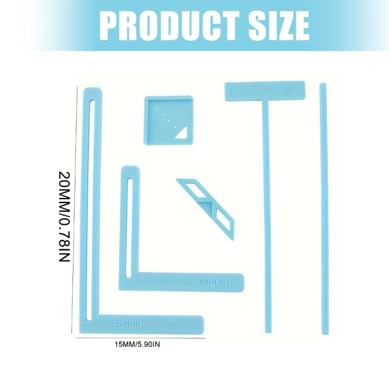 Professional Plastic Ruler Set Bookbinding Tool 6Pcs Templates for Journals