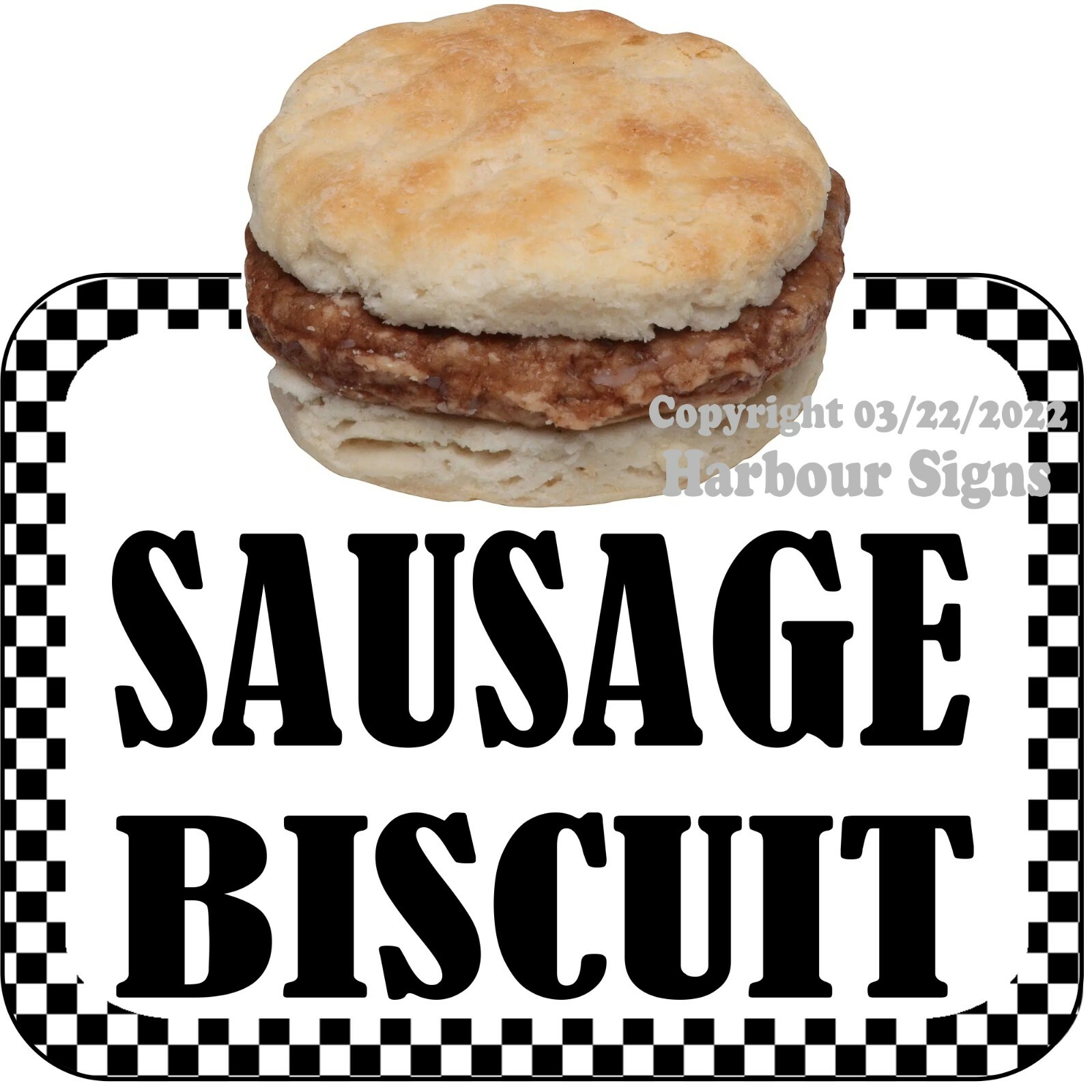 Sausage Biscuit DECAL Breakfast Food Truck Concession Vinyl Sign Sticker bw