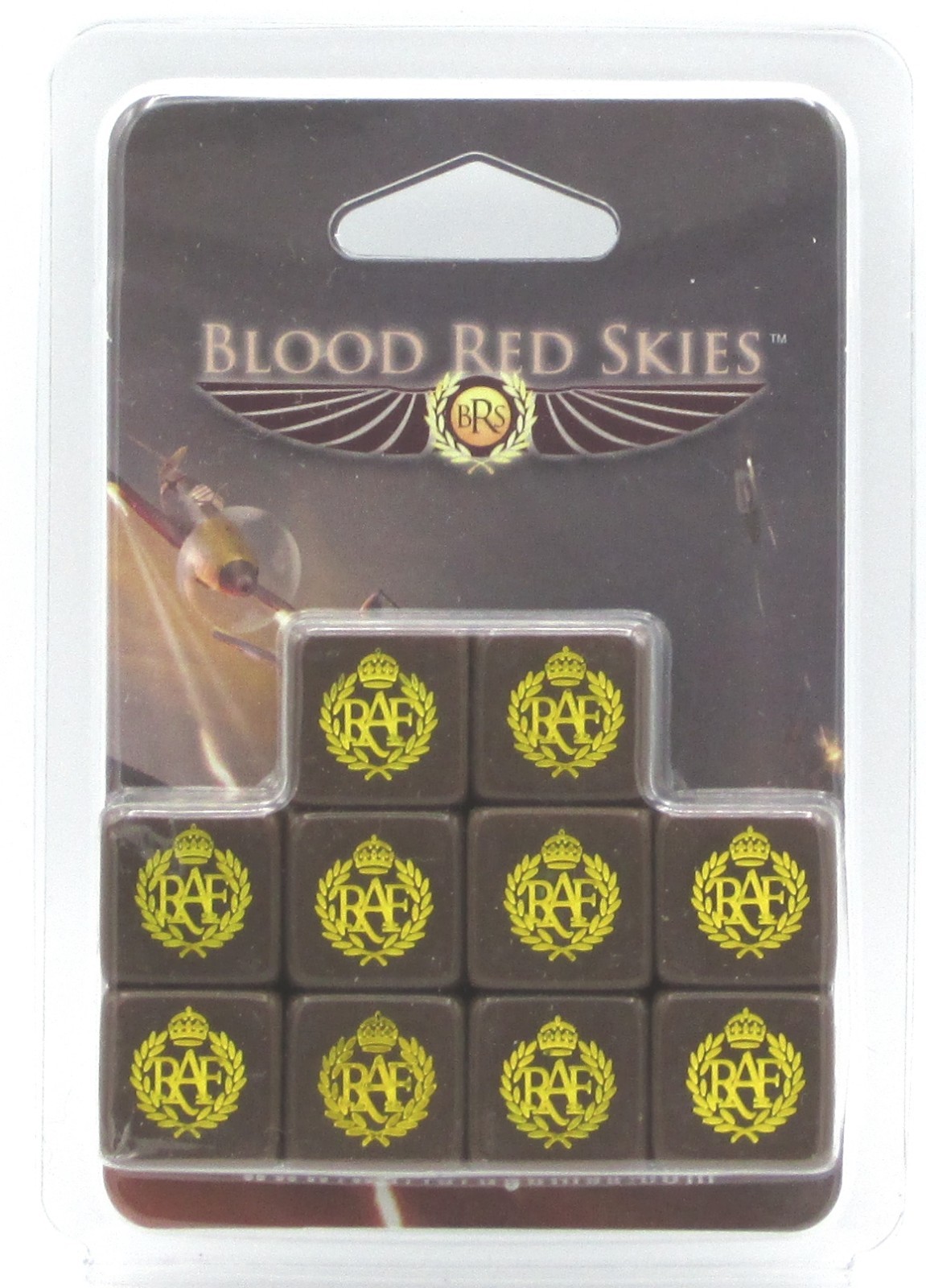 Blood Red Skies 773411001 British Dice (Set of 10) Warlord Games RAF Brown d6s