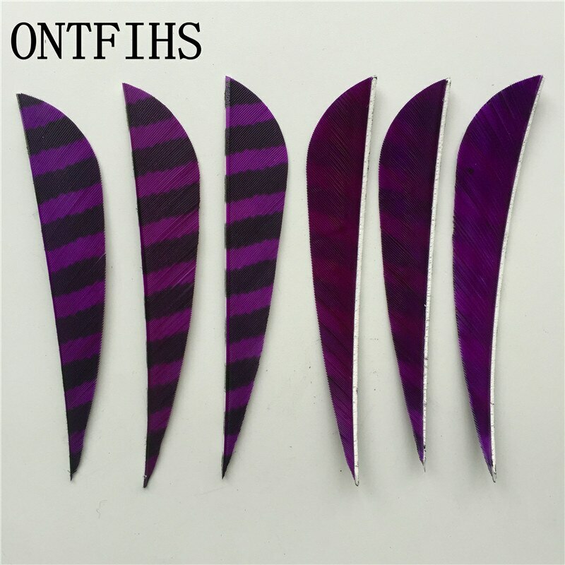 36pcs 4Inch Parabolic One Side Striped Vanes Fletches Fletching Feather RW