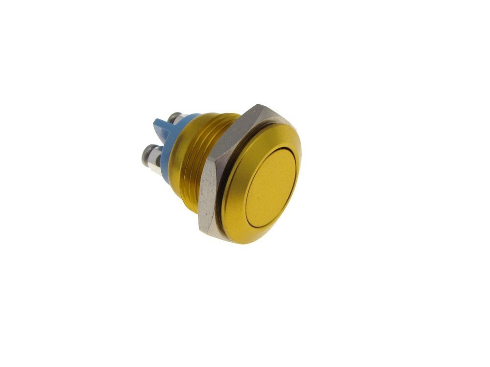 M19 Metal PushButton Switch Panel Mount - Momentary type - Gold Chrome Plated