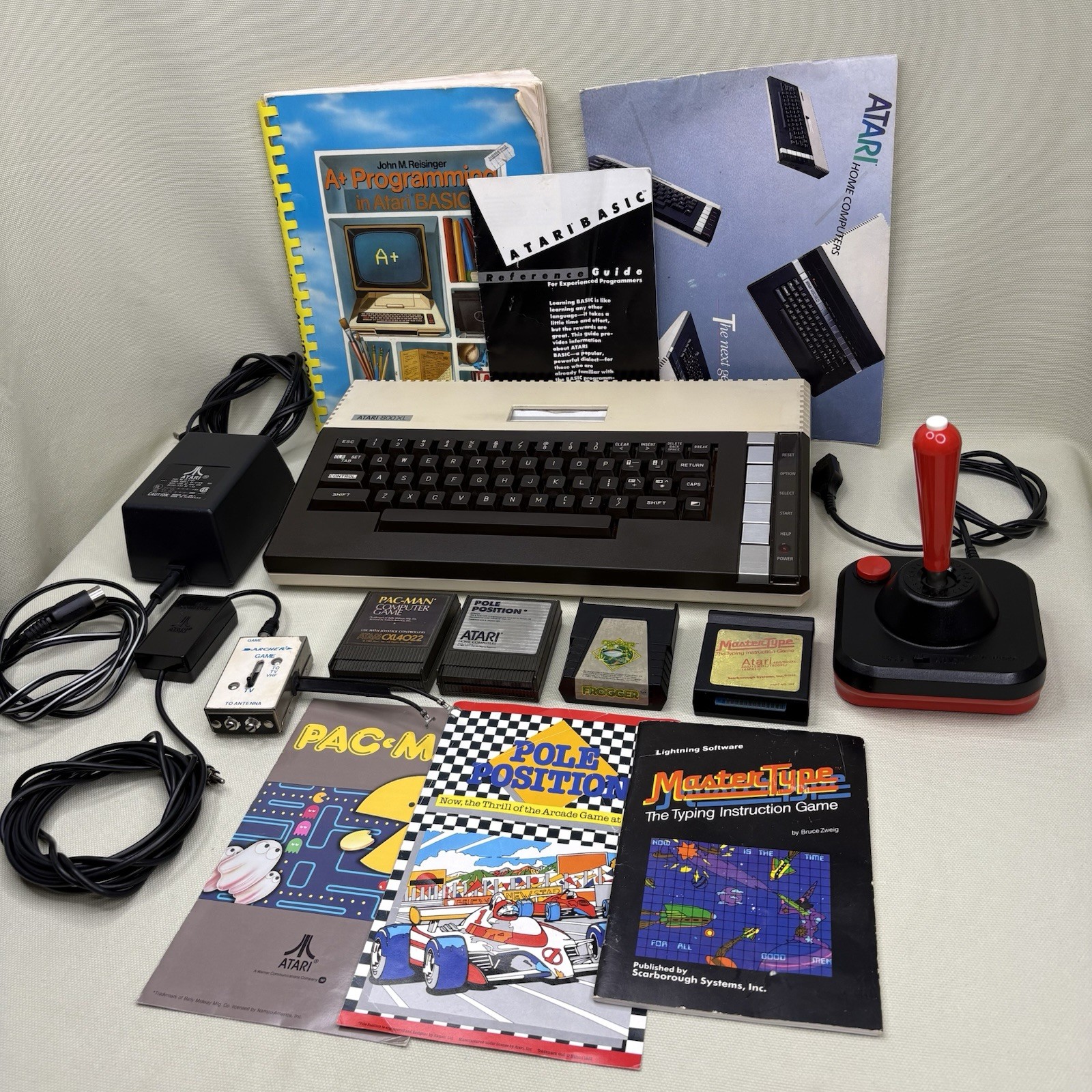 Atari 800XL Computer Bundle w/ Games Controller Manuals Cords - Powers On