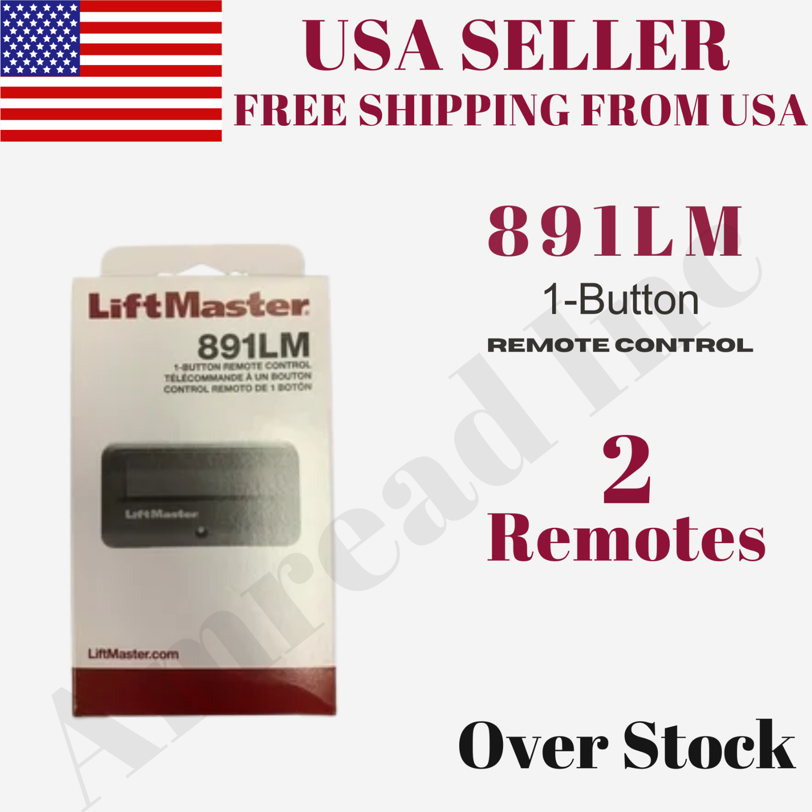 2 Pack LiftMaster 891LM 1-Button Garage Door Remotes Security+ 2.0 315MHz