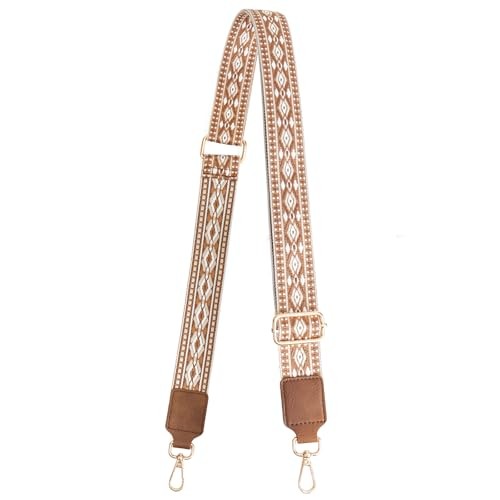 Wide Shoulder Strap Adjustable Bag Straps for 02-brown Vintage Embroidery