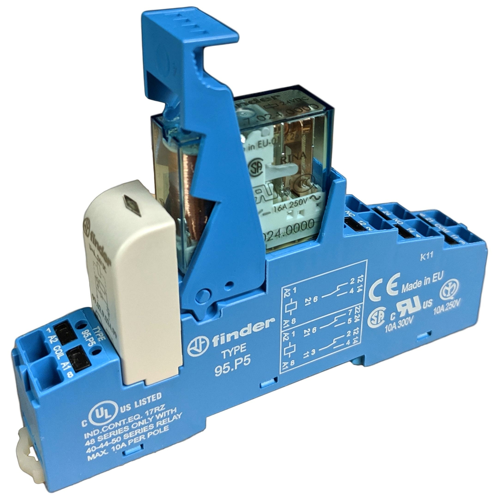 48.P6.7.024.0050SPA, FINDER, Finder 24V dc DIN Rail Interface Relay Module