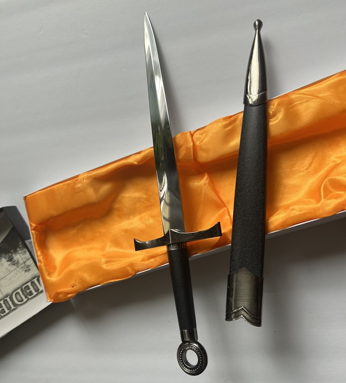 Black Medieval Athame Dagger With Protective Sheath Sword Knife Blade 16”