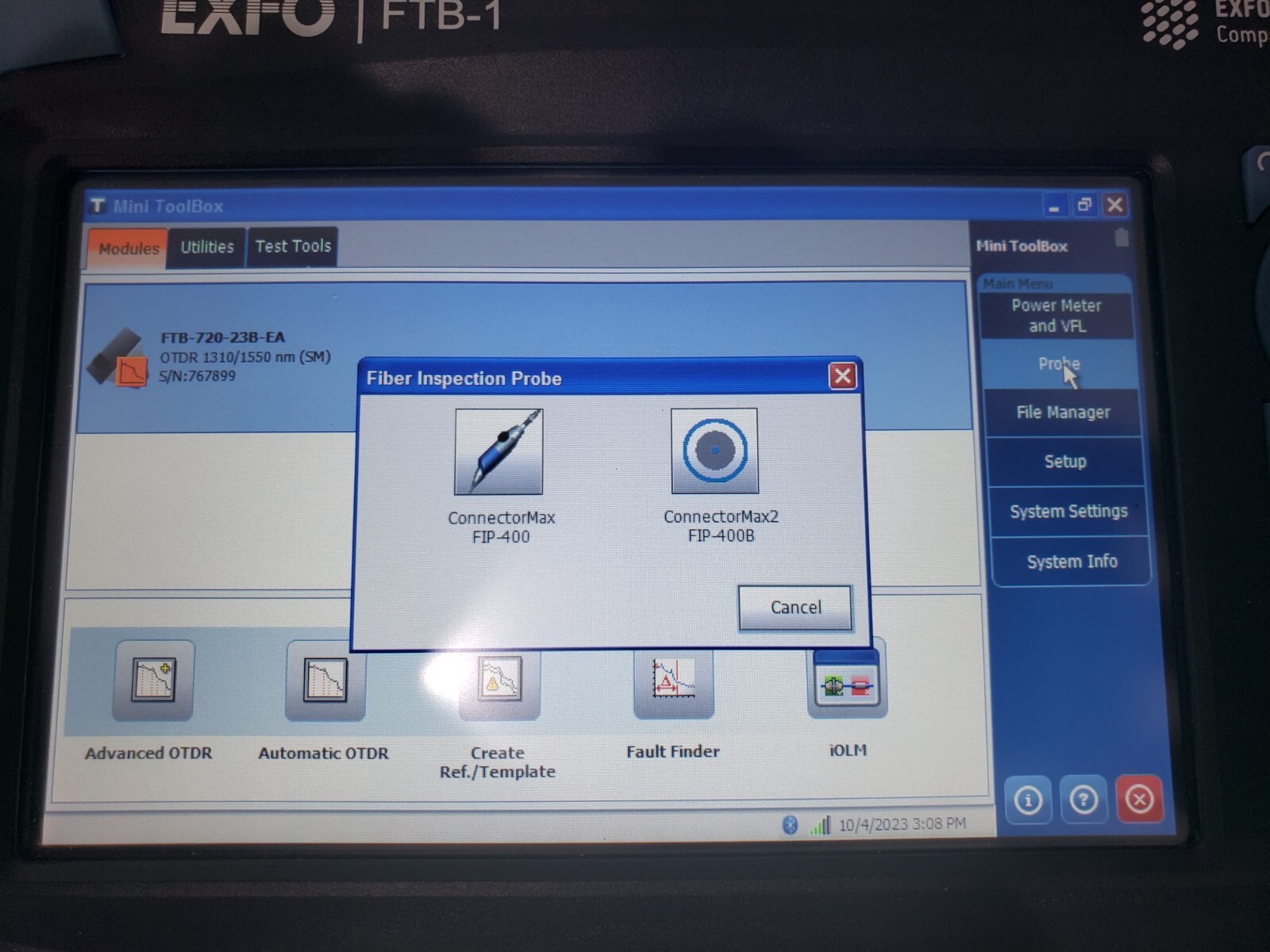 Exfo FTB-1-S2-8G,iOLM W/FTB-720-23B-EA