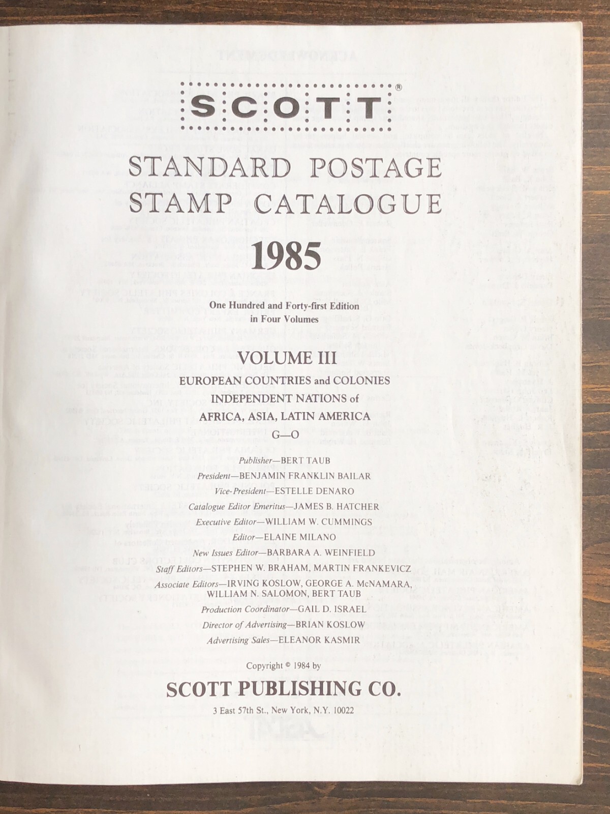Scott Standard Postage Stamp Catalogue 1985 Vol 3