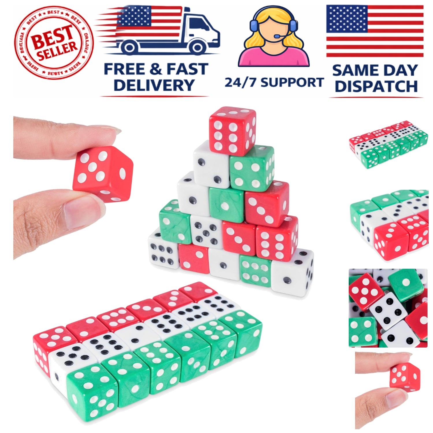 Educational 16mm Multicolor Dice - 18 Count for Toddlers & Game Enthusiasts